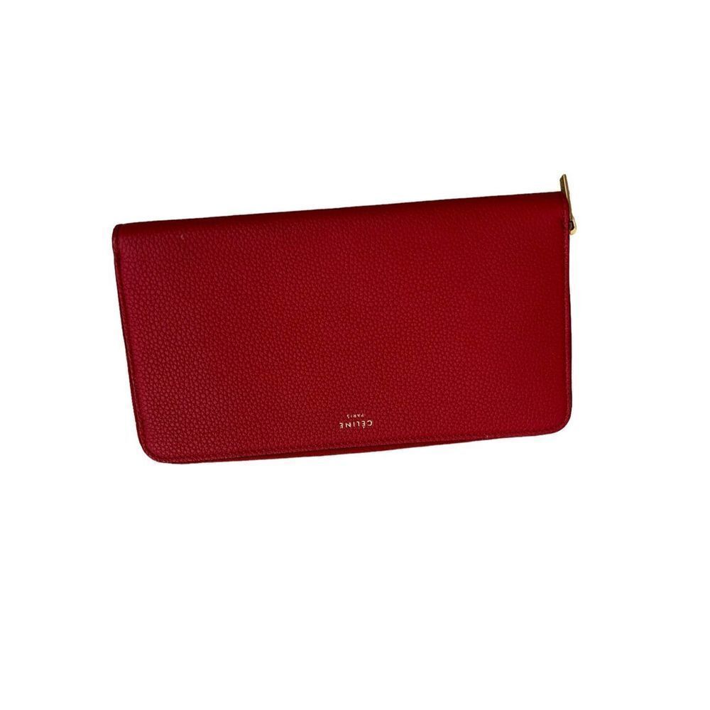 Celine Paris Genuine Leather Continental Wallet Red - Picture 2 of 11